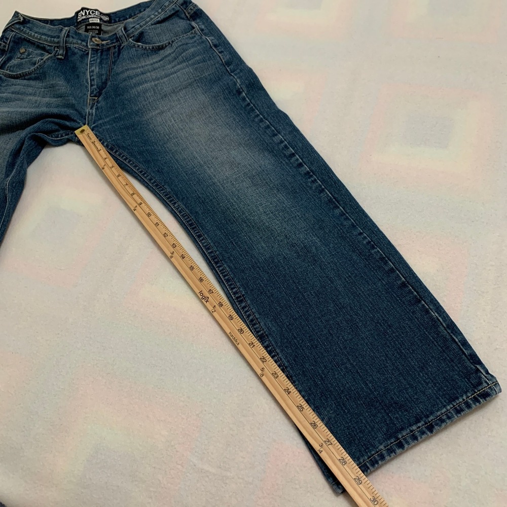 ENYCE Jeans Men Embroidered Blue Denim Straight Leg Y2K Casual 34x29 (Tag 34x30) - Picture 12 of 13